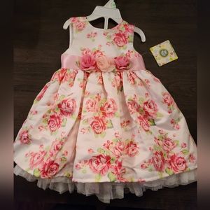 NWT Little Me white floral party dress